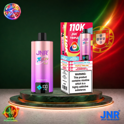 Vape descartável JNR Triple 3 em 1 110K sabores Watermelon Ice, Triple Melon e Strawberry Watermelon Ice 110000 puffs 110K tragadas mais barato