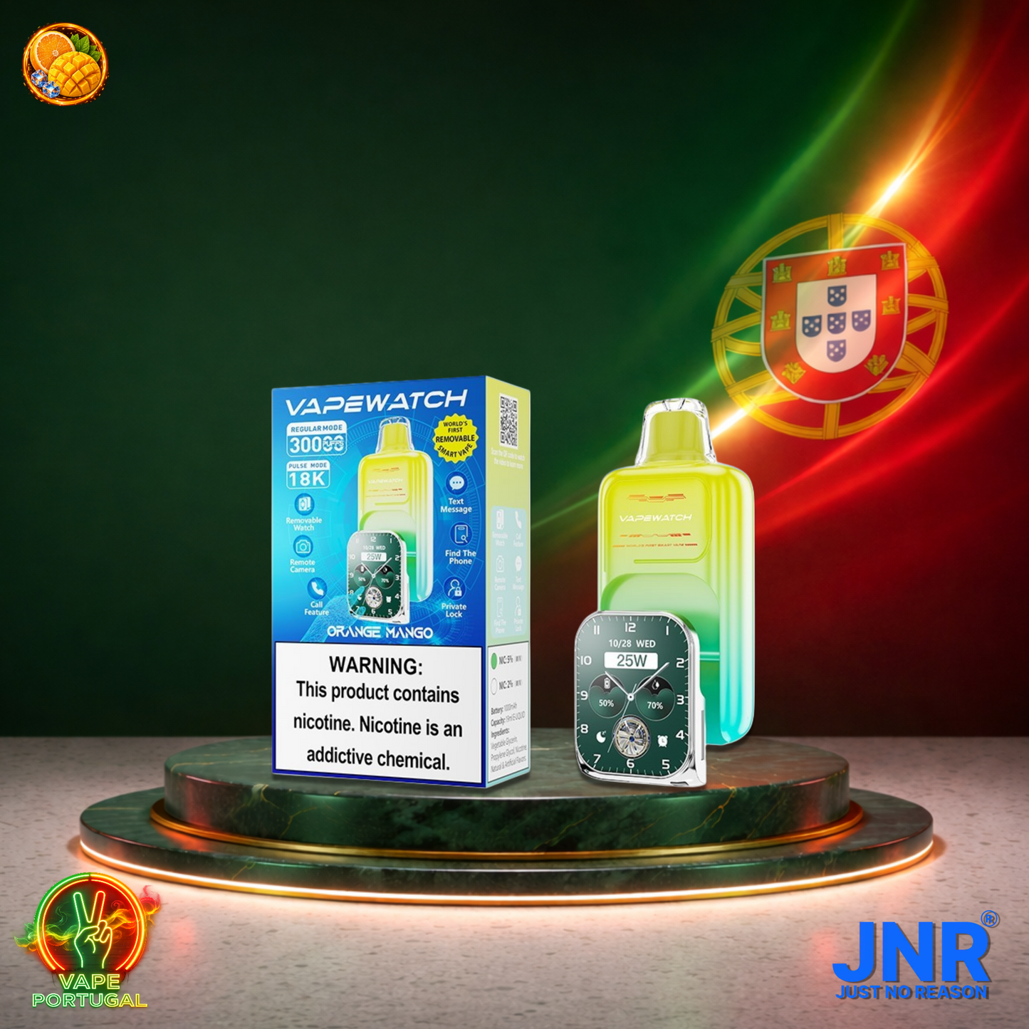 Vape descartável JNR VapeWatch 30K sabor Orange Mango 30000 puffs 30K tragadas mais barato