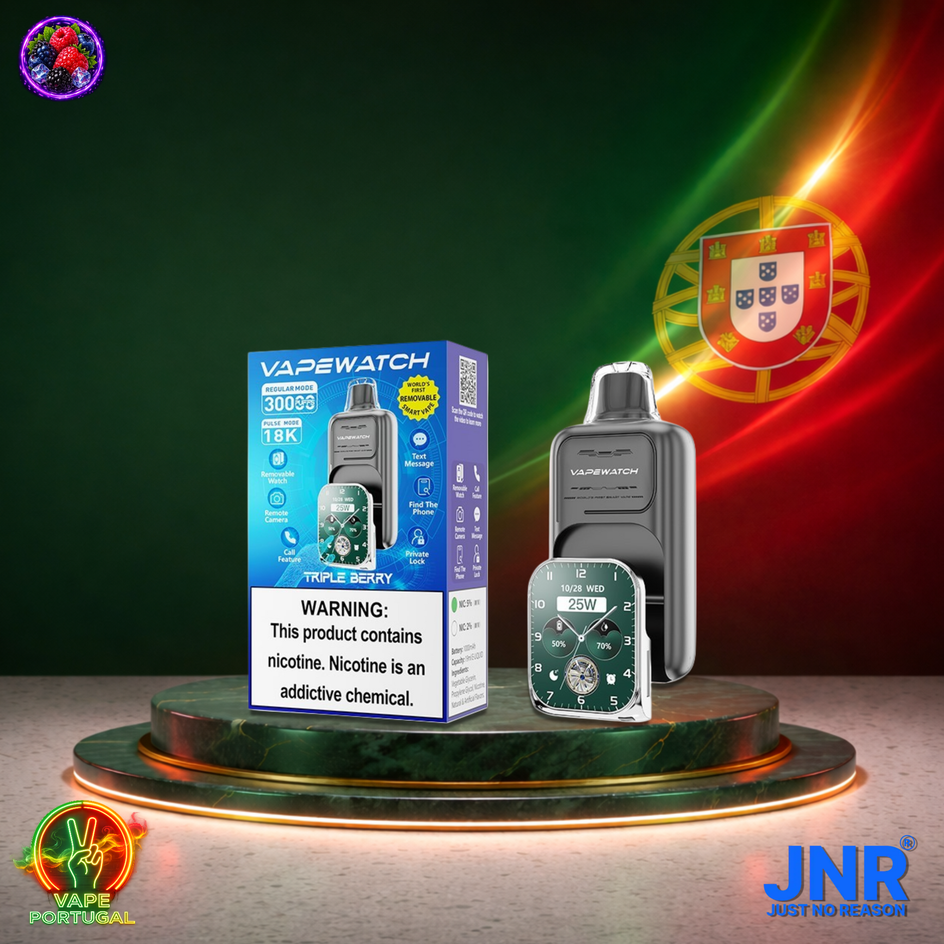 Vape descartável JNR VapeWatch 30K sabor Triple Berry 30000 puffs 30K tragadas mais barato