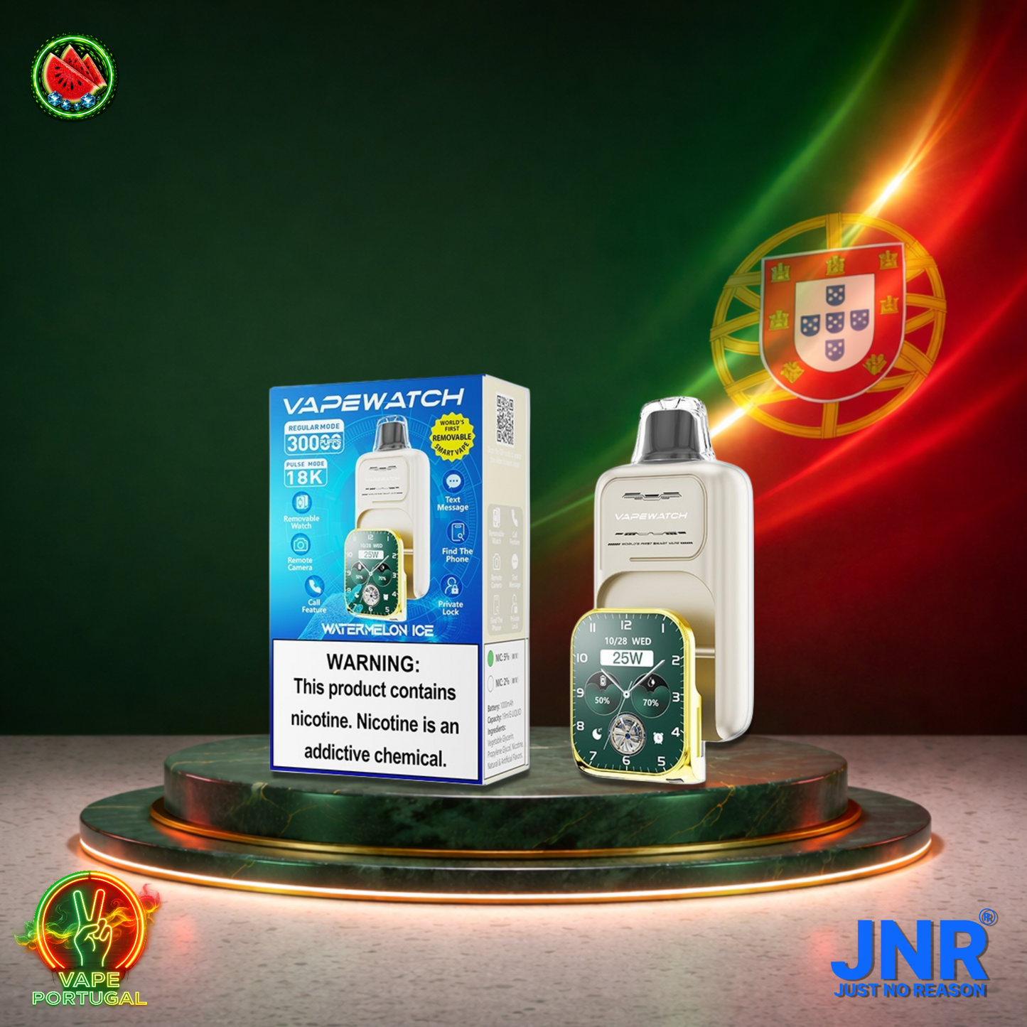 Vape descartável JNR VapeWatch 30K sabor Watermelon Ice 30000 puffs 30K tragadas mais barato