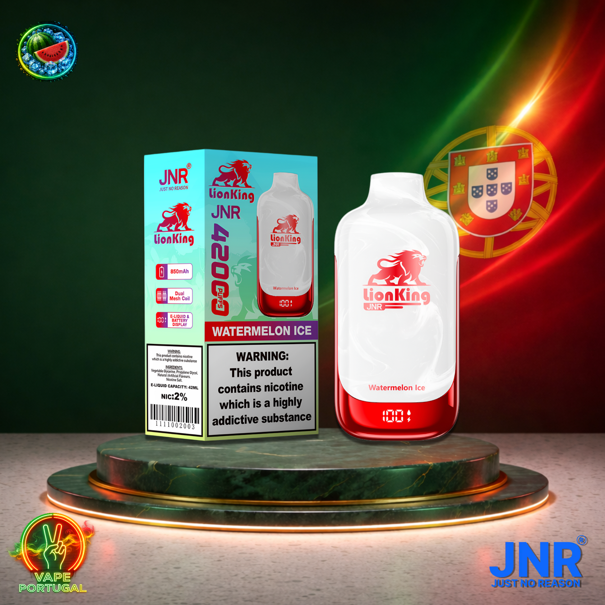 Vape descartável JNR Lion King 42K sabor Watermelon Ice 42000 puffs 42K tragadas mais barato