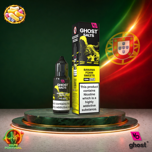 Líquido Ghost Salts 10ml sabor Banana Foam Sweets com sais de nicotina 2% (20mg/ml) para pod – banana cremosa e doce tipo candy mais barato