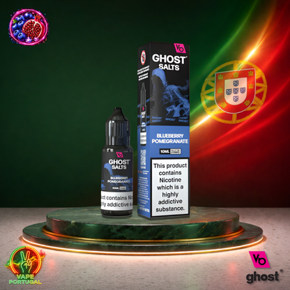 Líquido Ghost Salts 10ml sabor Blueberry Pomegranate com sais de nicotina 2% (20mg/ml) para pod – mirtilo e romã doces e intensos mais barato