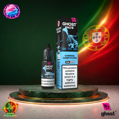 Líquido Ghost Salts 10ml sabor Carnival Candy Floss com sais de nicotina 2% (20mg/ml) para pod – algodão doce suave e açucarado mais barato