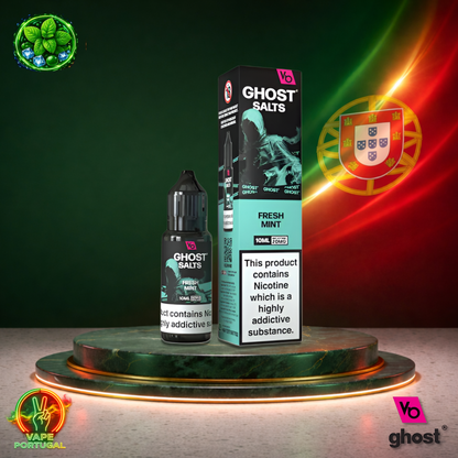 Líquido Ghost Salts 10ml sabor Fresh Mint com sais de nicotina 2% (20mg/ml) para pod – menta fresca intensa mais barato