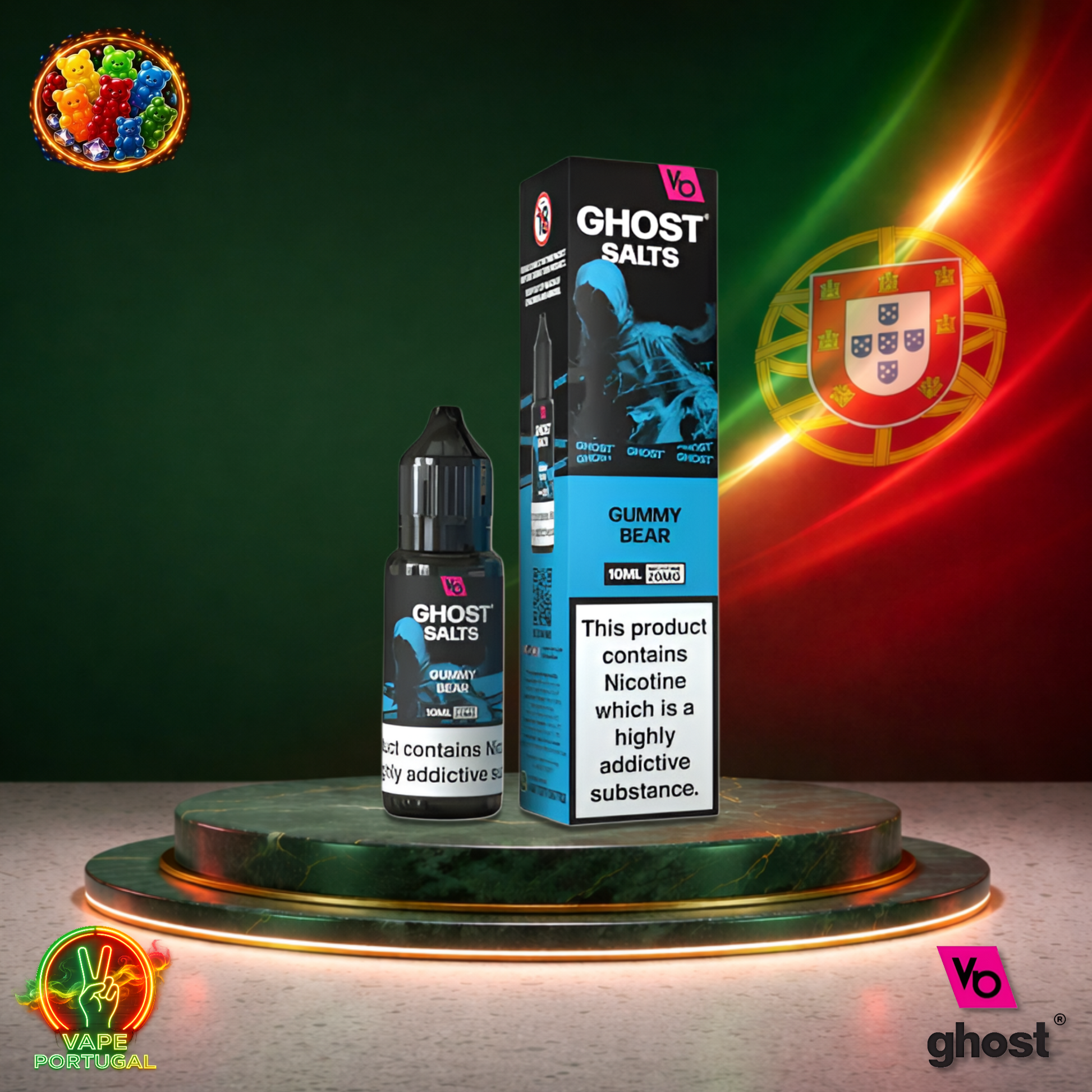 Líquido Ghost Salts 10ml sabor Gummy Bear com sais de nicotina 2% (20mg/ml) para pod – gomas doces frutadas mais barato
