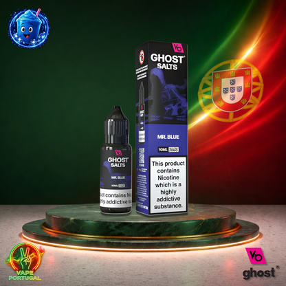 Líquido Ghost Salts 10ml sabor Mr Blue com sais de nicotina 2% (20mg/ml) para pod – mistura de frutos vermelhos intensos mais barato