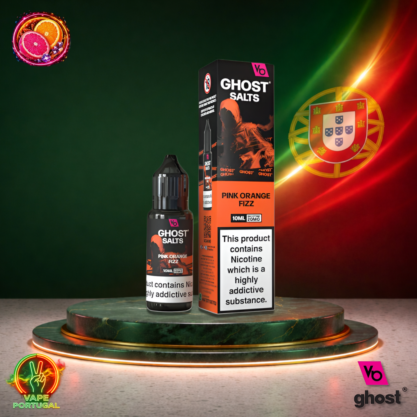 Líquido Ghost Salts 10ml sabor Pink Orange Fizz com sais de nicotina 2% (20mg/ml) para pod – laranja rosada efervescente e refrescante mais barato