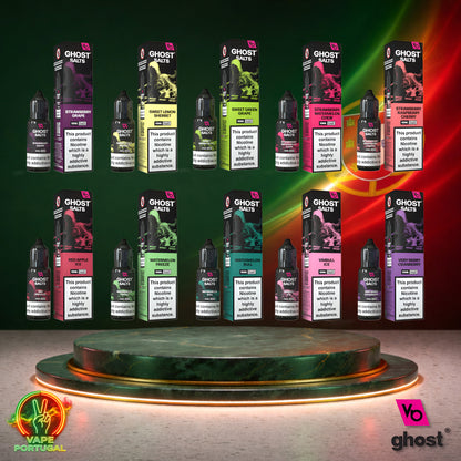 Líquido Ghost Salts 10ml com sais de nicotina 2% (20mg/ml) para pod – vários sabores disponíveis em Portugal vista frontal mais barato