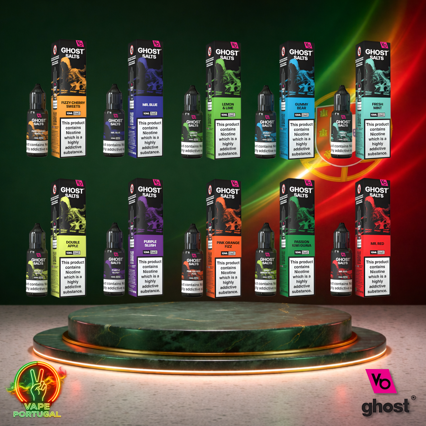 Líquido Ghost Salts 10ml com sais de nicotina 2% (20mg/ml) para pod – vários sabores disponíveis em Portugal mais barato
