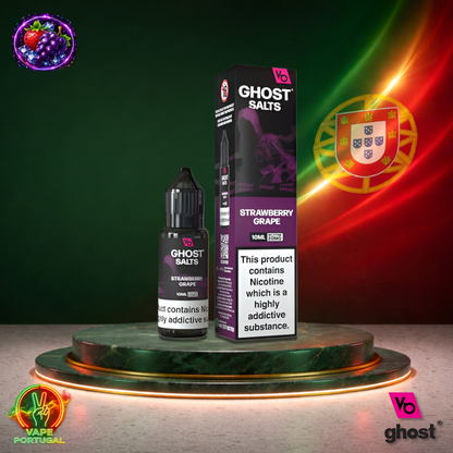 Líquido Ghost Salts 10ml sabor Strawberry Grape com sais de nicotina 2% (20mg/ml) para pod – morango e uva doces e intensos mais barato