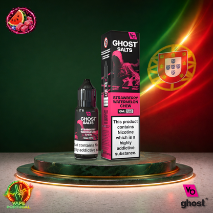 Líquido Ghost Salts 10ml sabor Strawberry Watermelon Chew com sais de nicotina 2% (20mg/ml) para pod – morango e melancia doces tipo candy mais barato