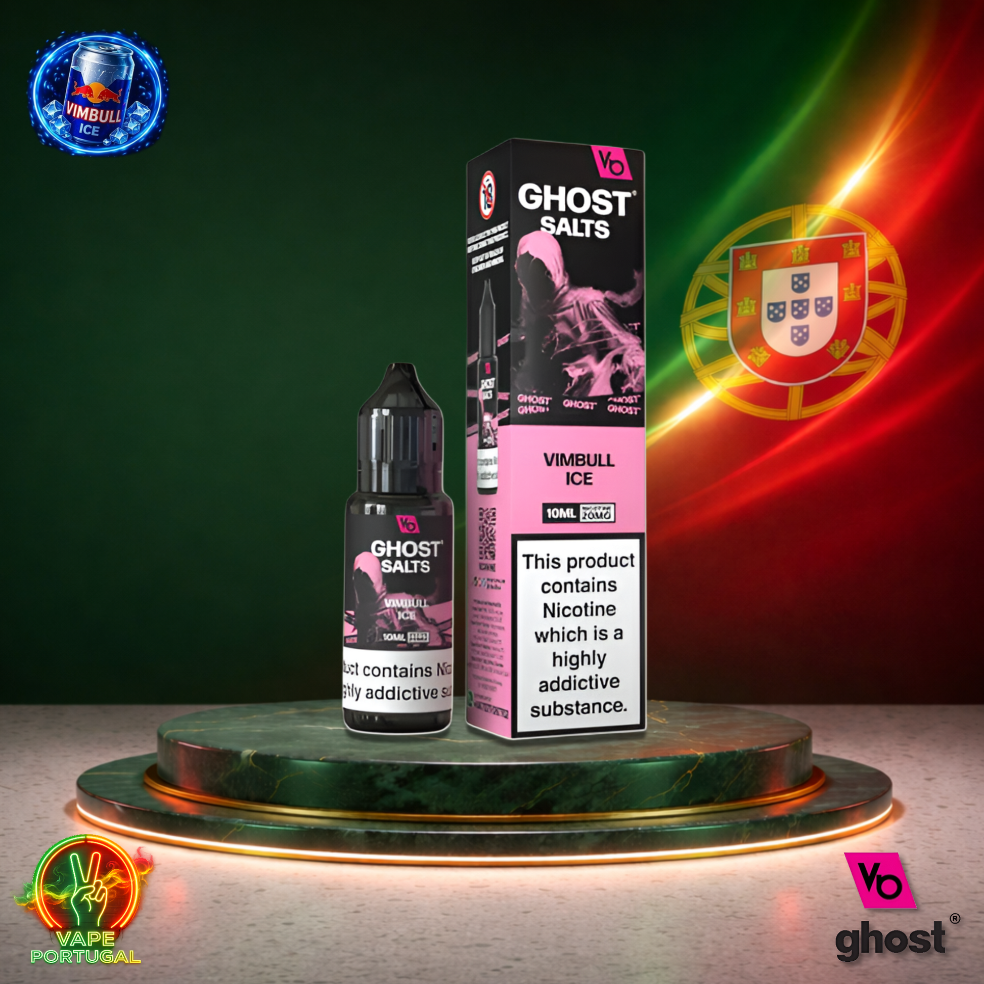 Líquido Ghost Salts 10ml sabor Vimbull Ice com sais de nicotina 2% (20mg/ml) para pod – bebida energética com gelo refrescante mais barato