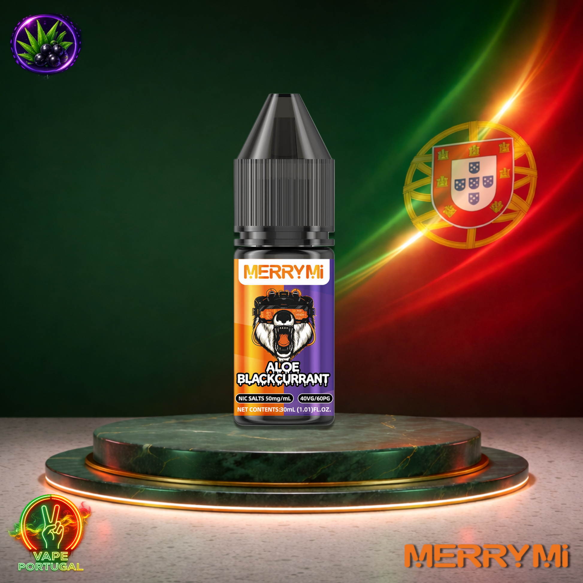 Líquido MerryMi Salts 30ml sabor Aloe Blackcurrant com sais de nicotina 5% (50mg/ml) para pod – aloé vera e groselha negra intensos mais barato