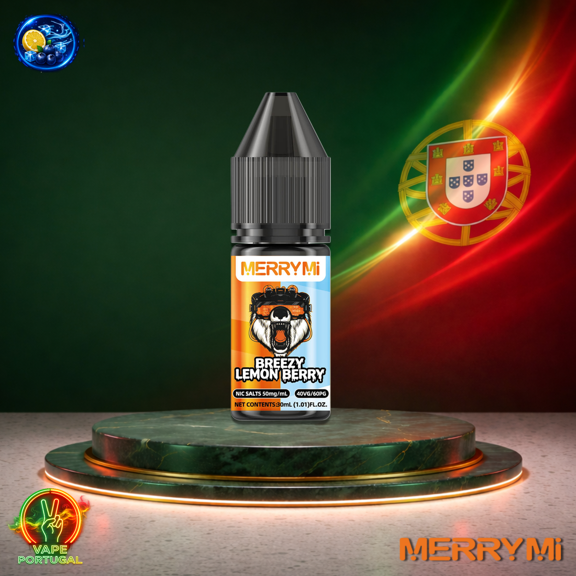 Líquido MerryMi Salts 30ml sabor Breezy Lemon Berry com sais de nicotina 5% (50mg/ml) para pod – limão e frutos vermelhos refrescantes mais barato