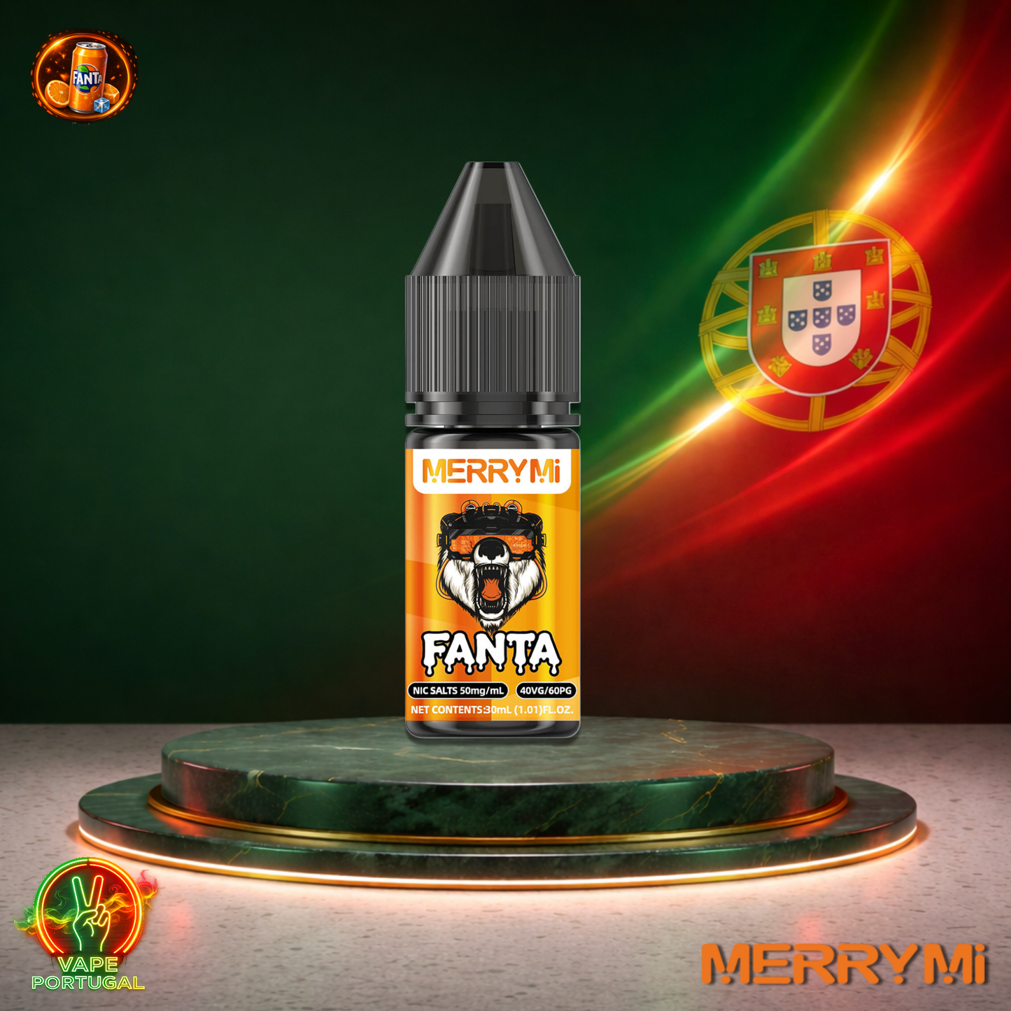 Líquido MerryMi Salts 30ml sabor Fanta com sais de nicotina 5% (50mg/ml) para pod – refrigerante de laranja refrescante mais barato