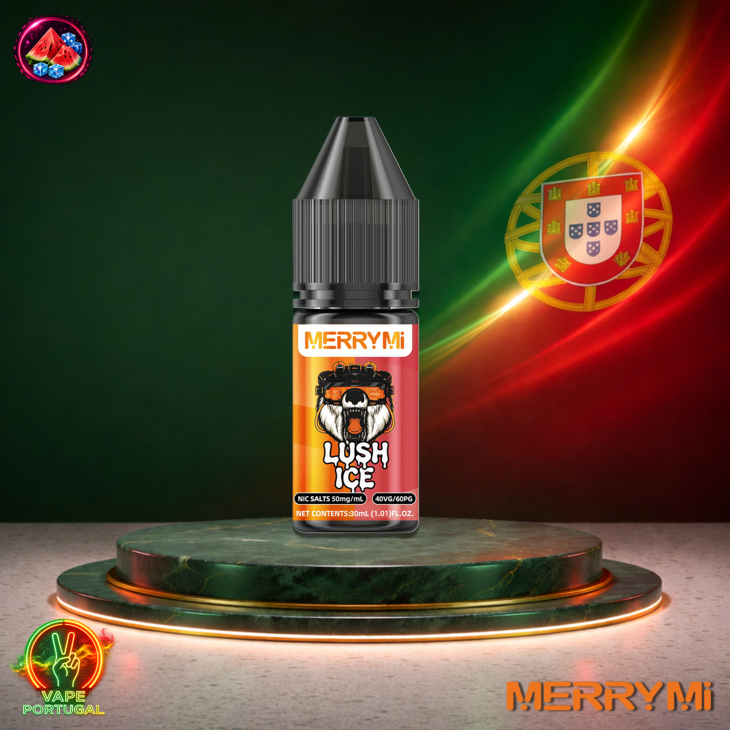 Líquido MerryMi Salts 30ml sabor Lush Ice com sais de nicotina 5% (50mg/ml) para pod – melancia gelada refrescante mais barato