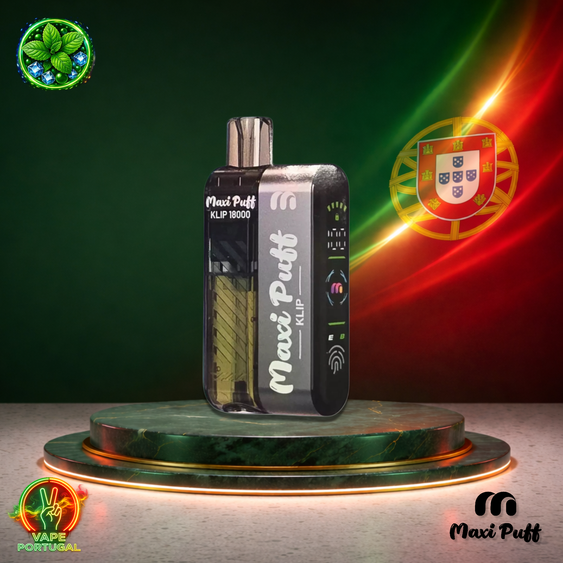 Vape descartável Maxi Puff Klip 18K sabor Cool Mint 18000 puffs 18K tragadas mais barato