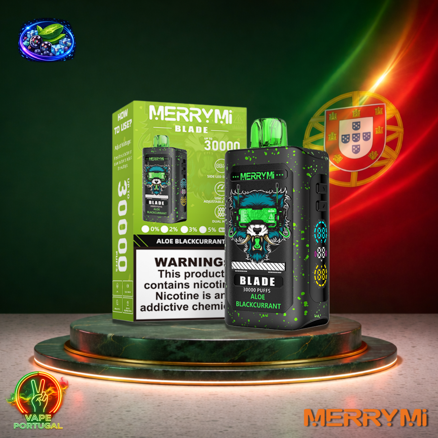 Vape descartável MerryMi Blade 30K sabor Aloe Blackcurrant 30000 puffs 30K tragadas mais barato