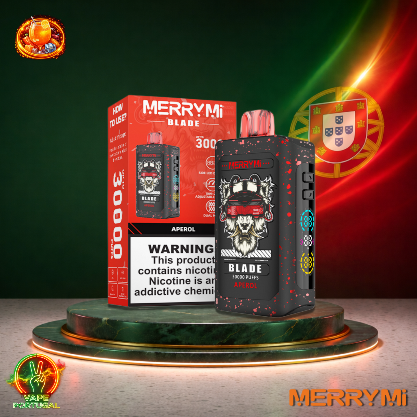 Vape descartável MerryMi Blade 30K sabor Aperol 30000 puffs 30K tragadas mais barato