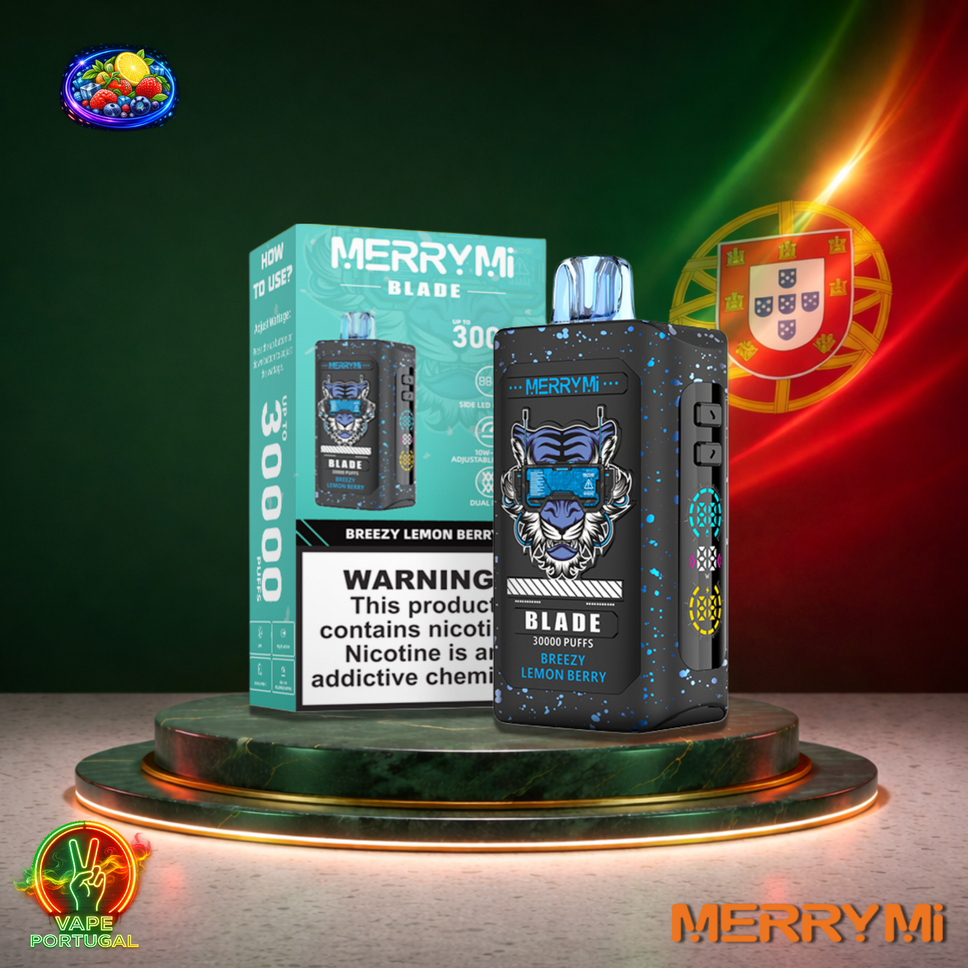Vape descartável MerryMi Blade 30K sabor Breezy Lemon Berry 30000 puffs 30K tragadas mais barato