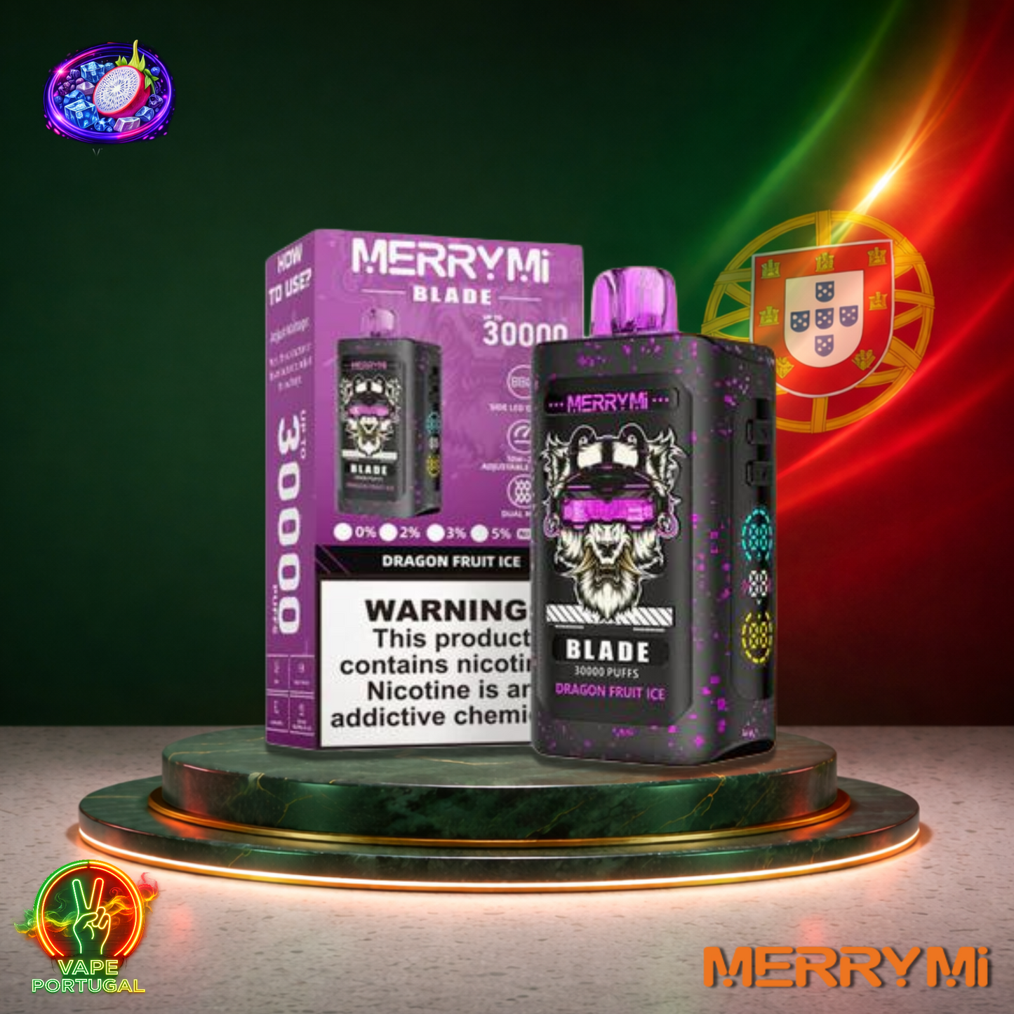 Vape descartável MerryMi Blade 30K sabor Dragon Fruit Ice 30000 puffs 30K tragadas mais barato