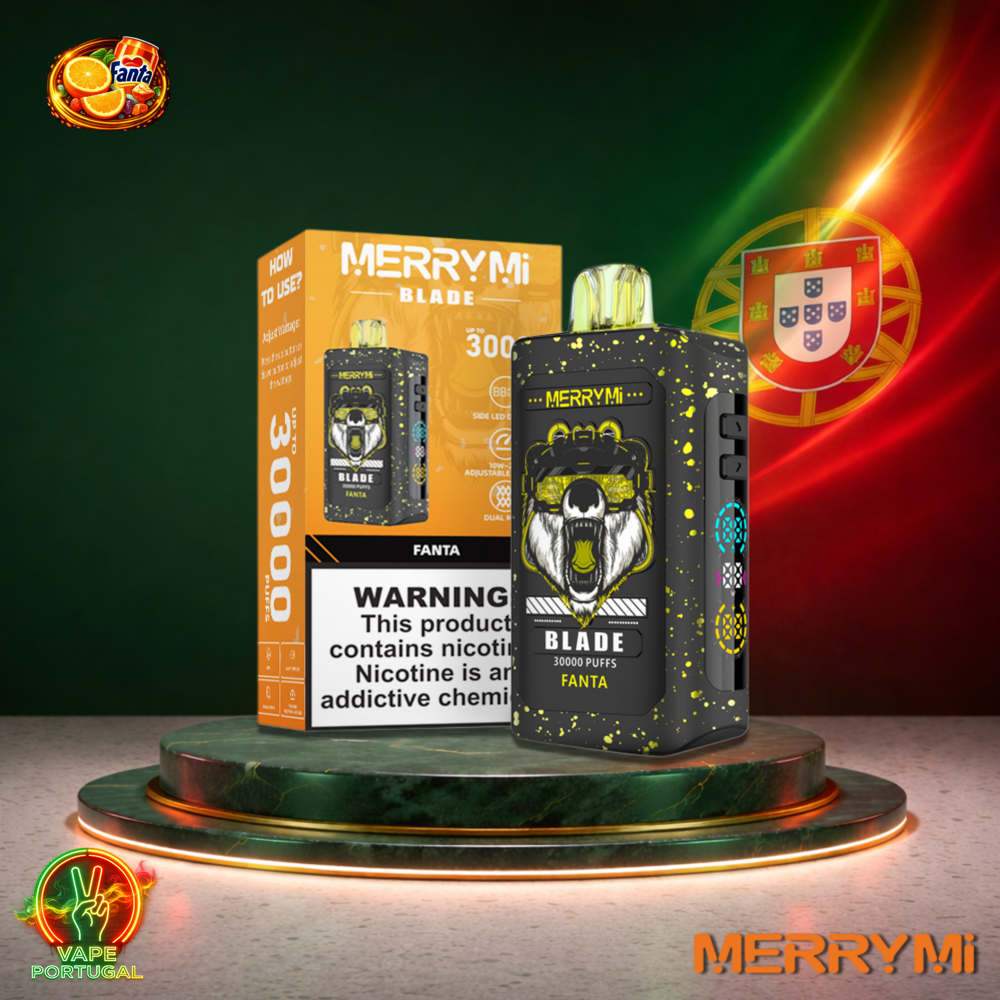 Vape descartável MerryMi Blade 30K sabor Fanta 30000 puffs 30K tragadas mais barato