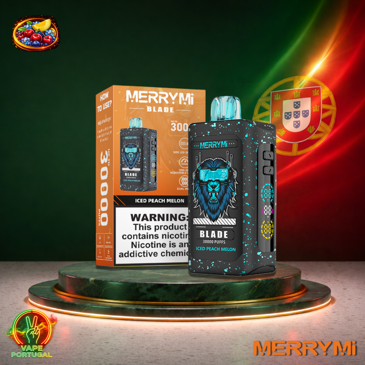 Vape descartável MerryMi Blade 30K sabor Iced Peach Melon 30000 puffs 30K tragadas mais barato