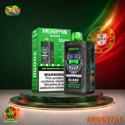 Vape descartável MerryMi Blade 30K sabor Kiwi Passion Fruit Guava 30000 puffs 30K tragadas mais barato