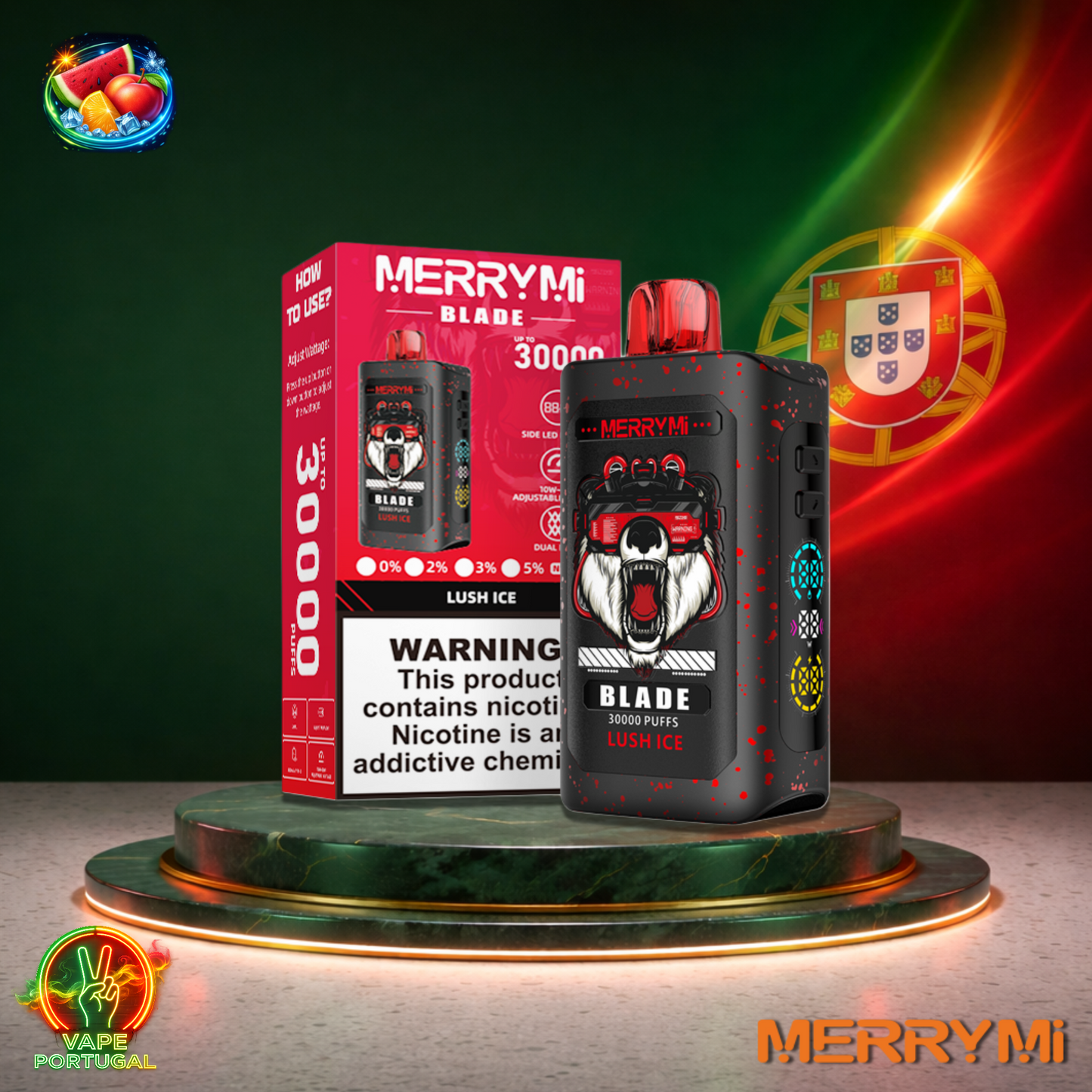 Vape descartável MerryMi Blade 30K sabor Lush Ice 30000 puffs 30K tragadas mais barato