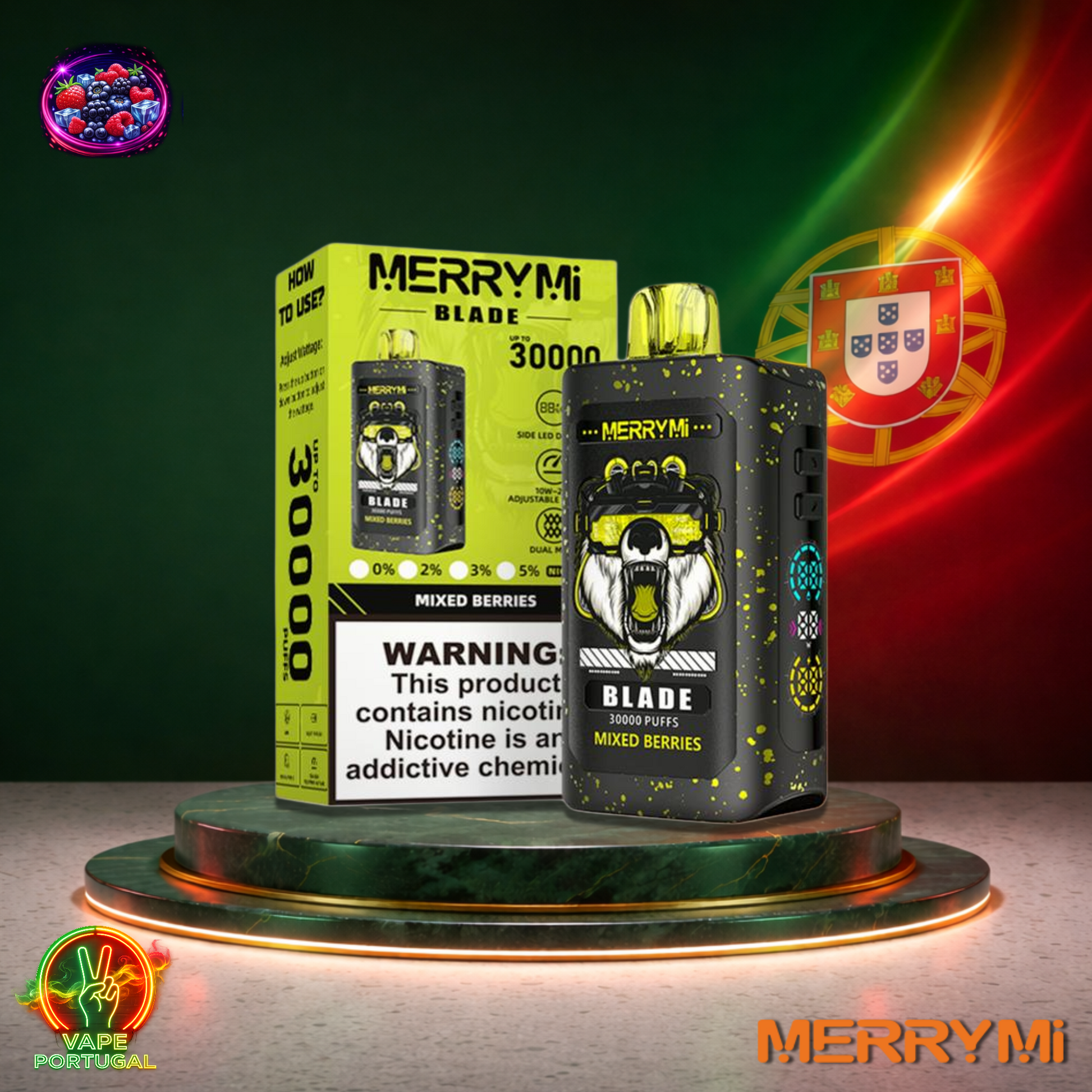 Vape descartável MerryMi Blade 30K sabor Mixed Berries 30000 puffs 30K tragadas mais barato