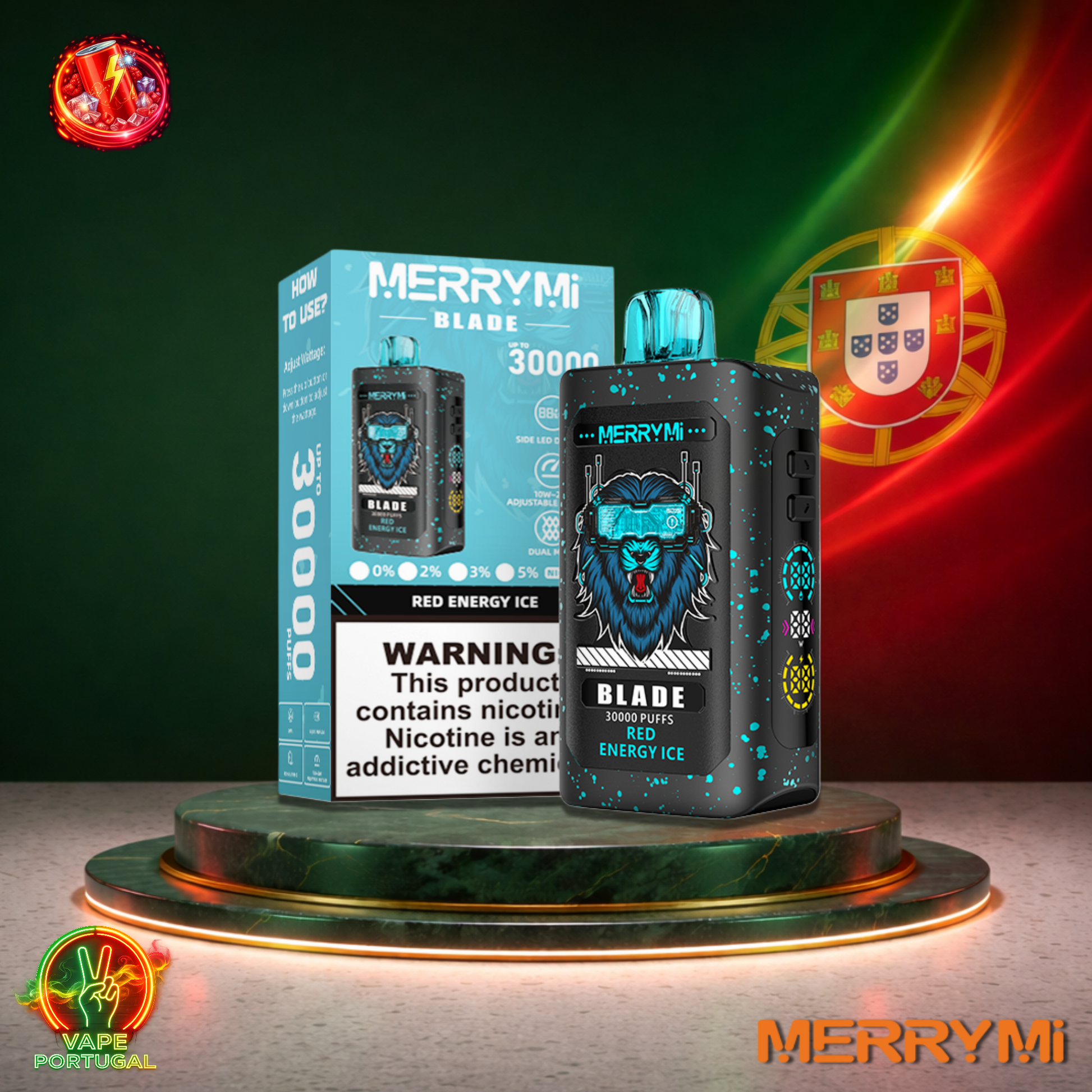 Vape descartável MerryMi Blade 30K sabor Red Energy Ice 30000 puffs 30K tragadas mais barato