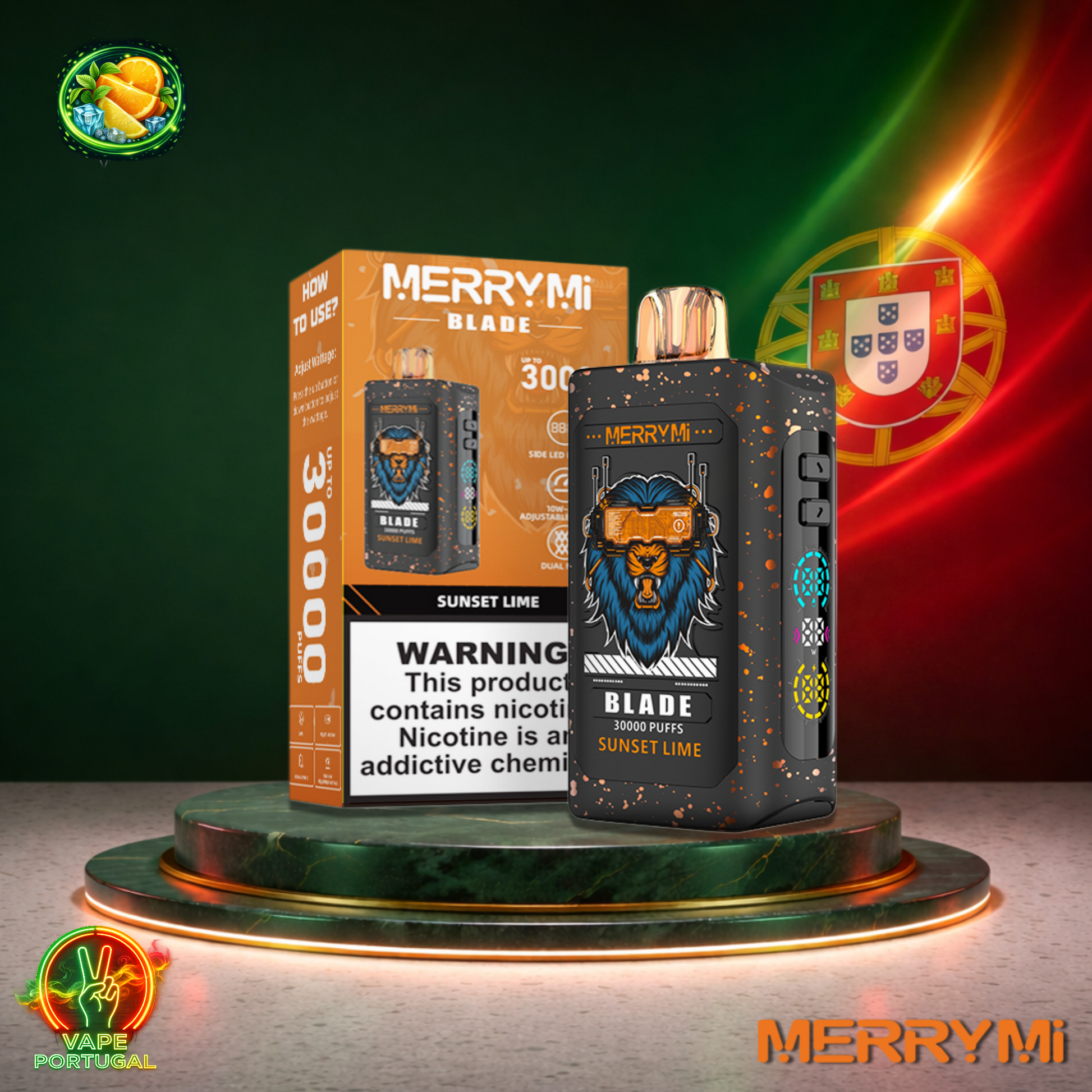 Vape descartável MerryMi Blade 30K sabor Sunset Lime 30000 puffs 30K tragadas mais barato