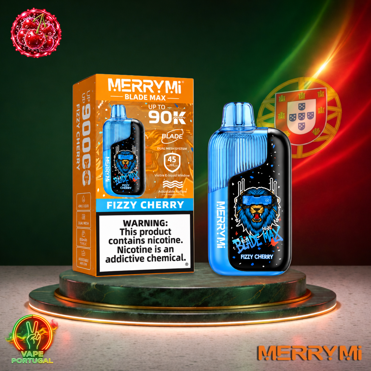 Vape descartável MerryMi Blade Max 90K Fizzy Cherry 90000 puffs comprar em Portugal