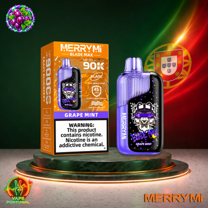 Vape descartável MerryMi Blade Max 90K Grape Mint 90000 puffs comprar em Portugal