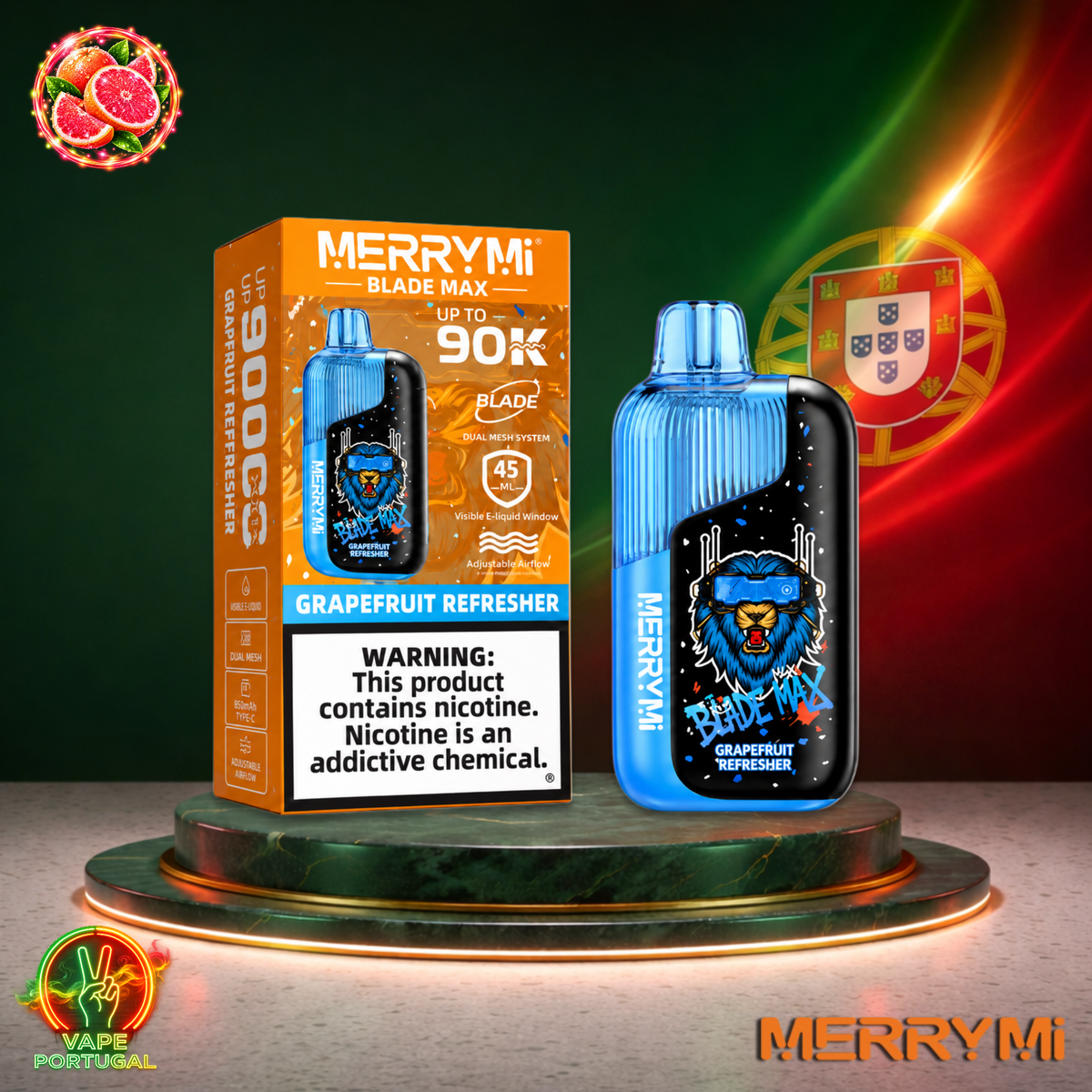Vape descartável MerryMi Blade Max 90K Grapefruit Refresher 90000 puffs comprar em Portugal.