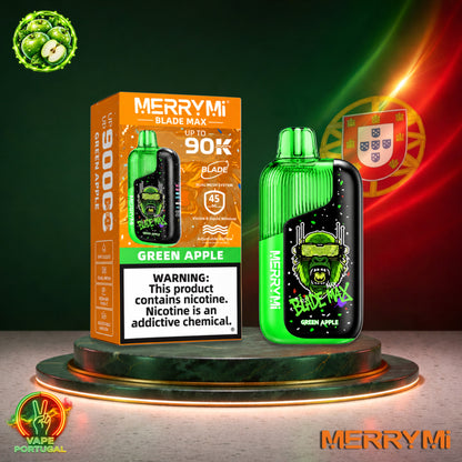 Vape descartável MerryMi Blade Max 90K Green Apple 90000 puffs comprar em Portugal