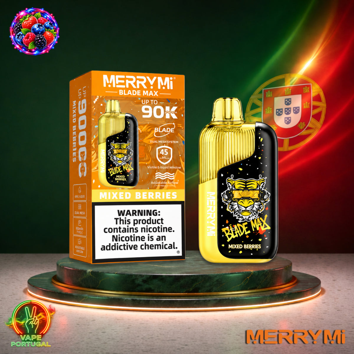 Vape descartável MerryMi Blade Max 90K Mixed Berries 90000 puffs comprar em Portugal