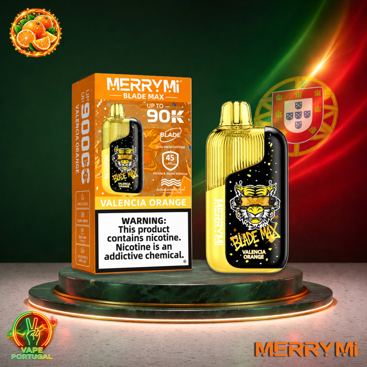 Vape descartável MerryMi Blade Max 90K Valencia Orange 90000 puffs comprar em Portugal