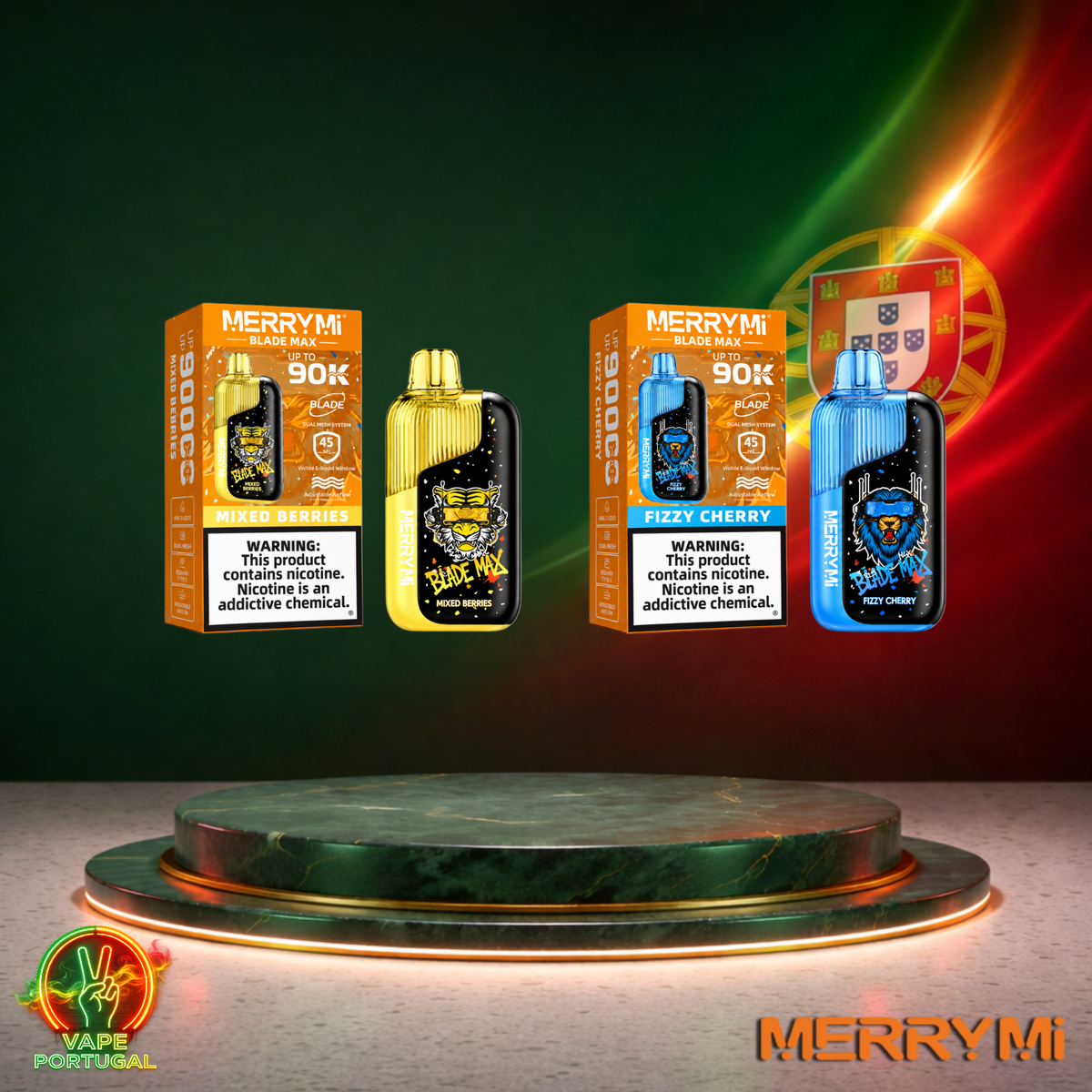 Vape descartável MerryMi Blade Max 90K Vários Sabores Coleção 90000 puffs comprar em Portugal