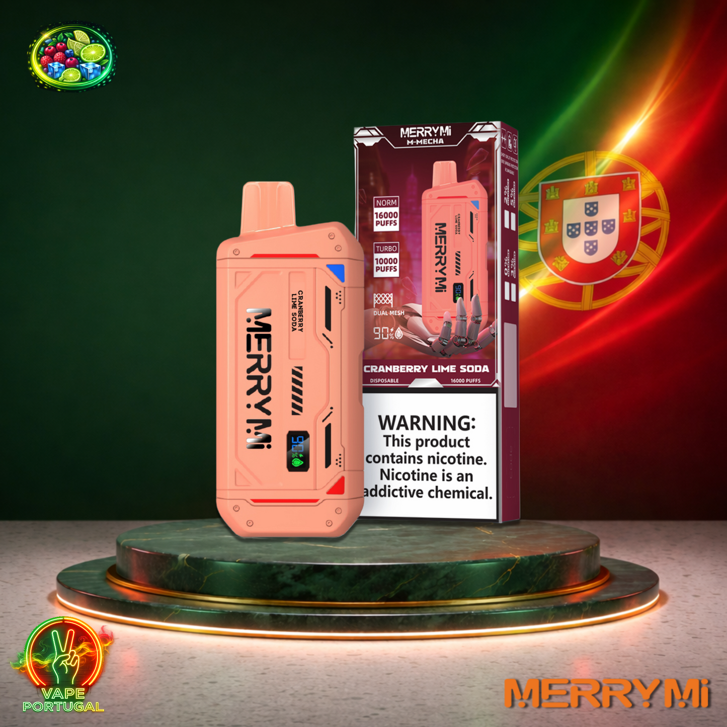 Vape descartável MerryMi M Mecha 16K sabor Cranberry Lime Soda 16000 puffs 16K tragadas mais barato