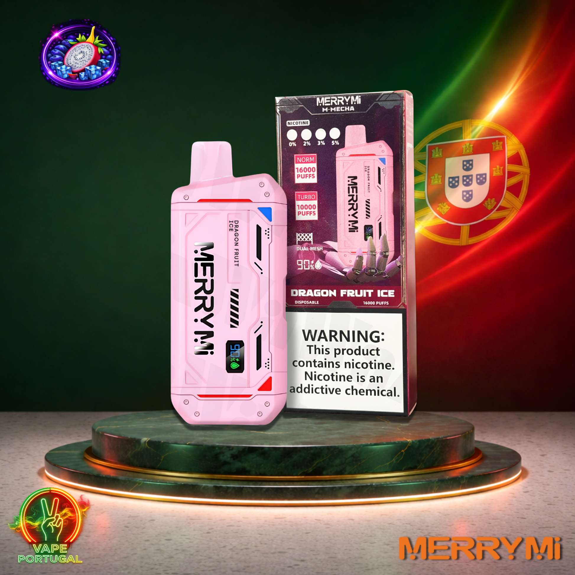 Vape descartável MerryMi M Mecha 16K sabor Dragon Fruit Ice 16000 puffs 16K tragadas mais barato