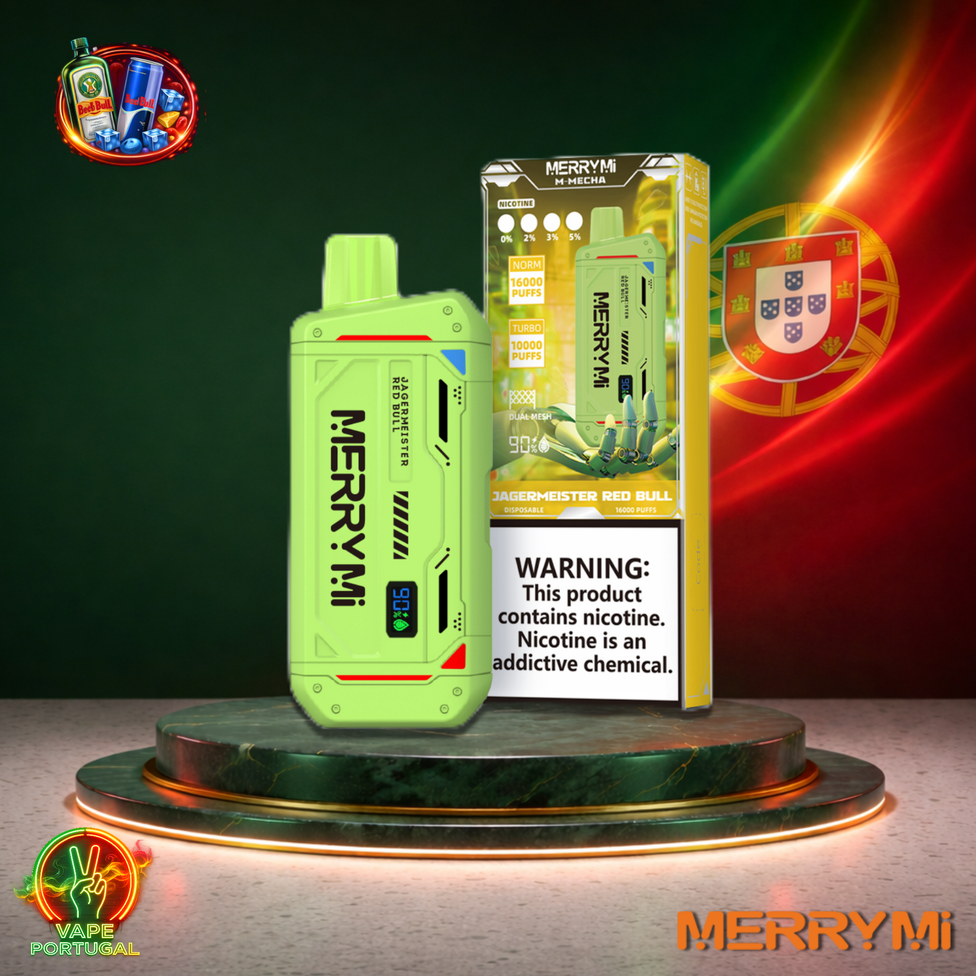 Vape descartável MerryMi M Mecha 16K sabor Jagermaster Red Bull 16000 puffs 16K tragadas mais barato