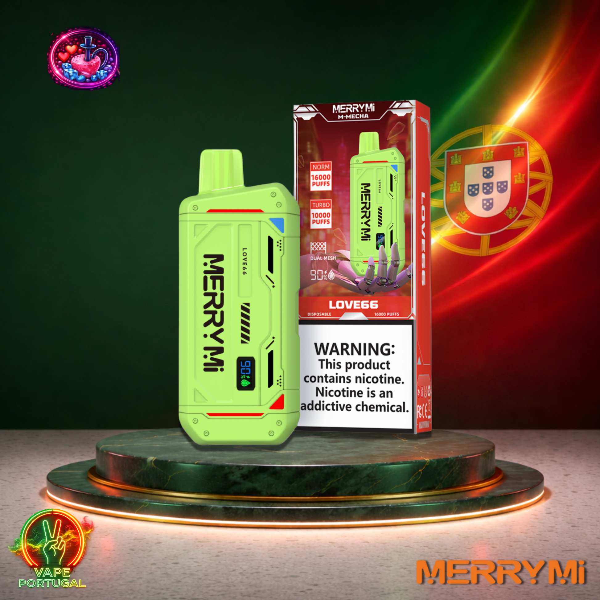 Vape descartável MerryMi M Mecha 16K sabor Love66 16000 puffs 16K tragadas mais barato