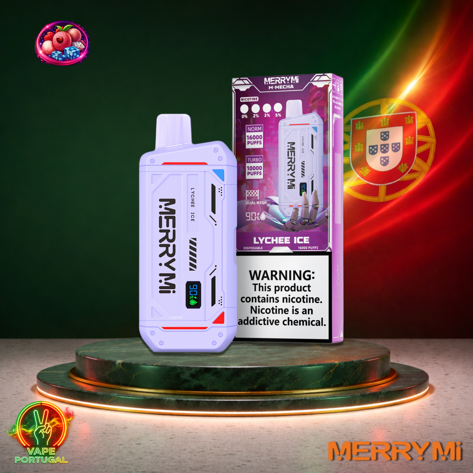 Vape descartável MerryMi M Mecha 16K sabor Lychee Ice 16000 puffs 16K tragadas mais barato