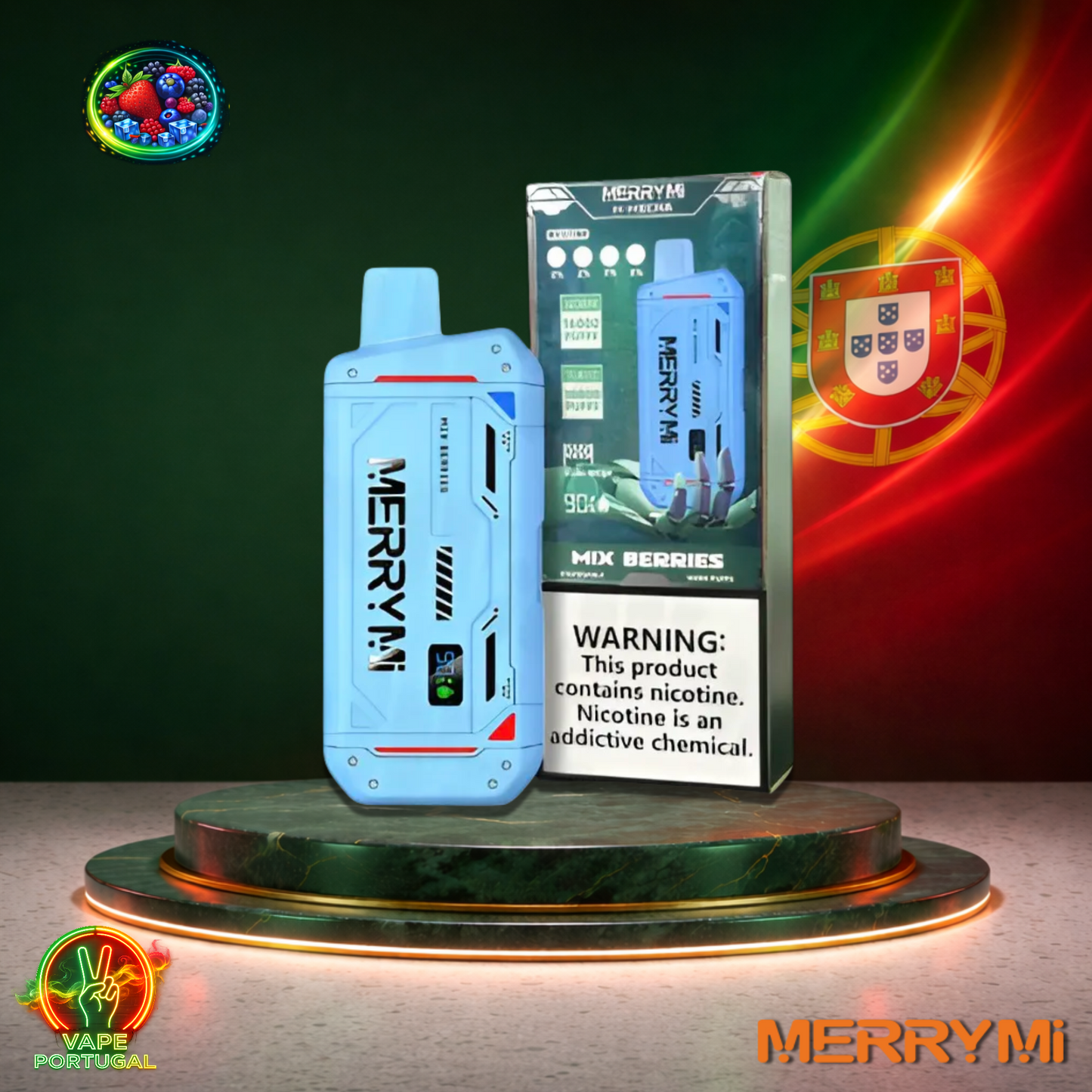 Vape descartável MerryMi M-Mecha 16K sabor Mix Berries 16000 puffs 16K tragadas mais barato em Portugal