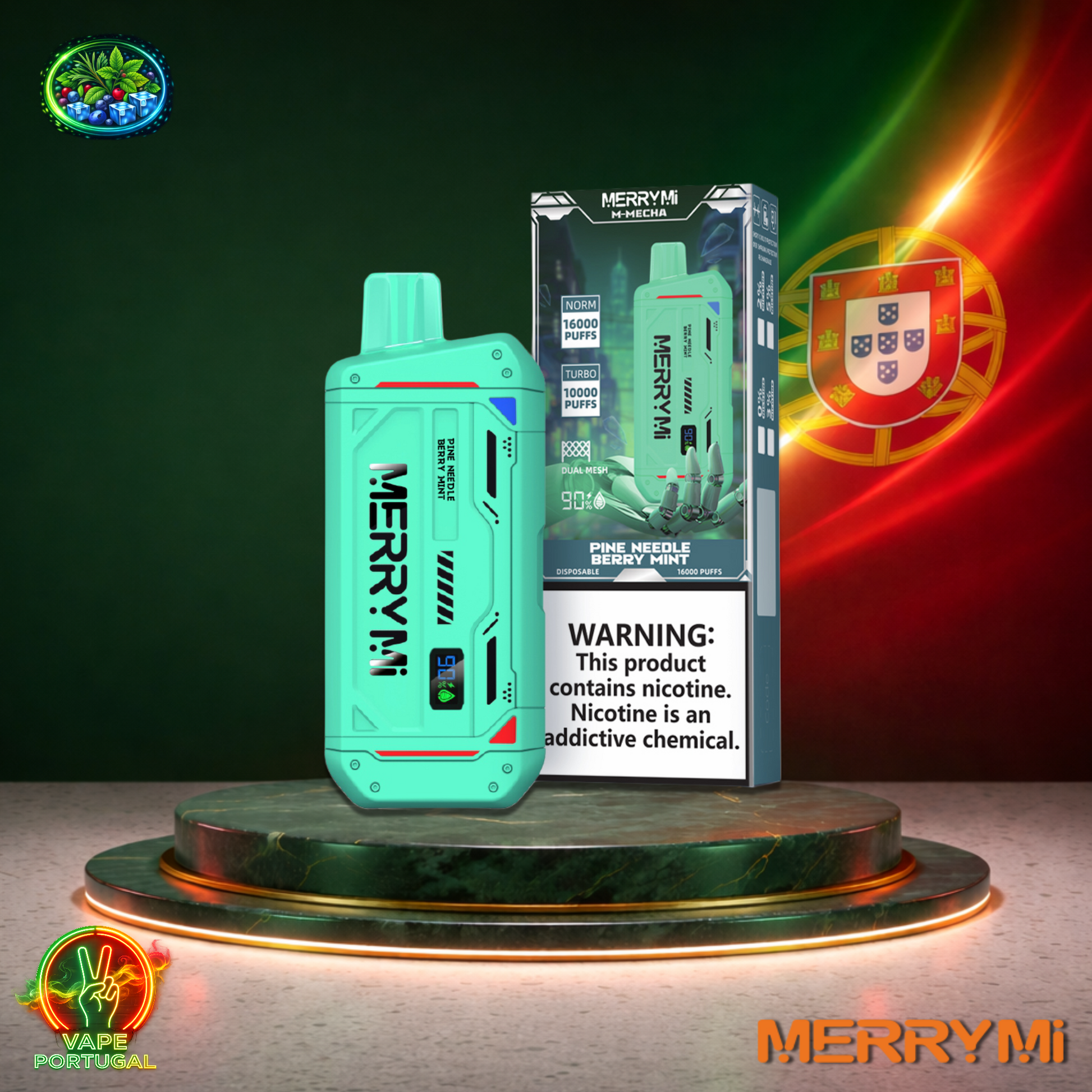 Vape descartável MerryMi M Mecha 16K sabor Pine Needle Berry Mint 16000 puffs 16K tragadas mais barato