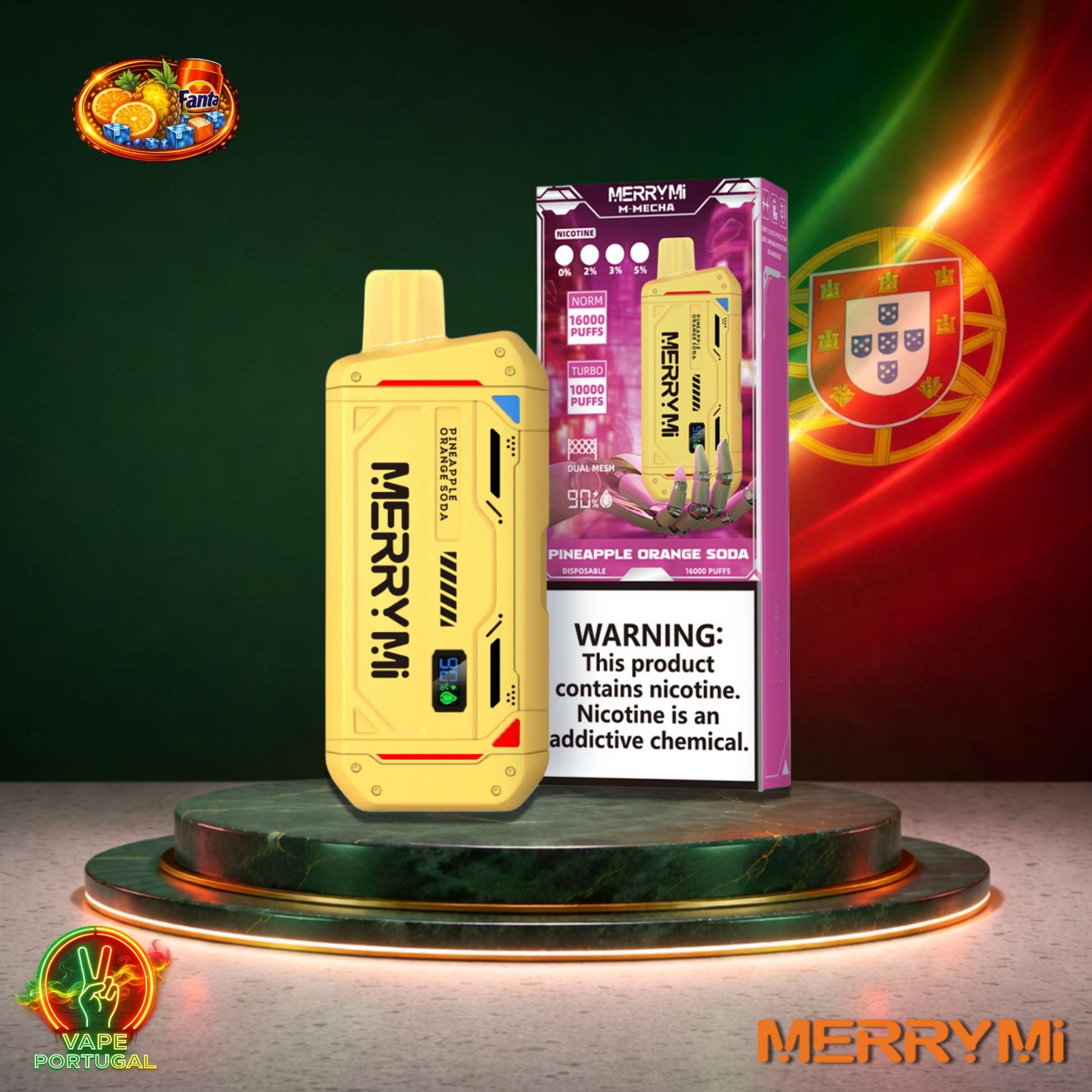 Vape descartável MerryMi M Mecha 16K sabor Pineapple Orange Soda 16000 puffs 16K tragadas mais barato