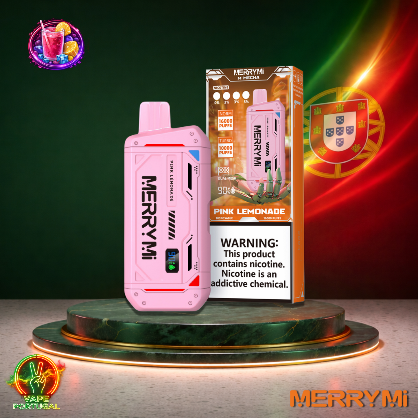 Vape descartável MerryMi M Mecha 16K sabor Pink Lemonade 16000 puffs 16K tragadas mais barato