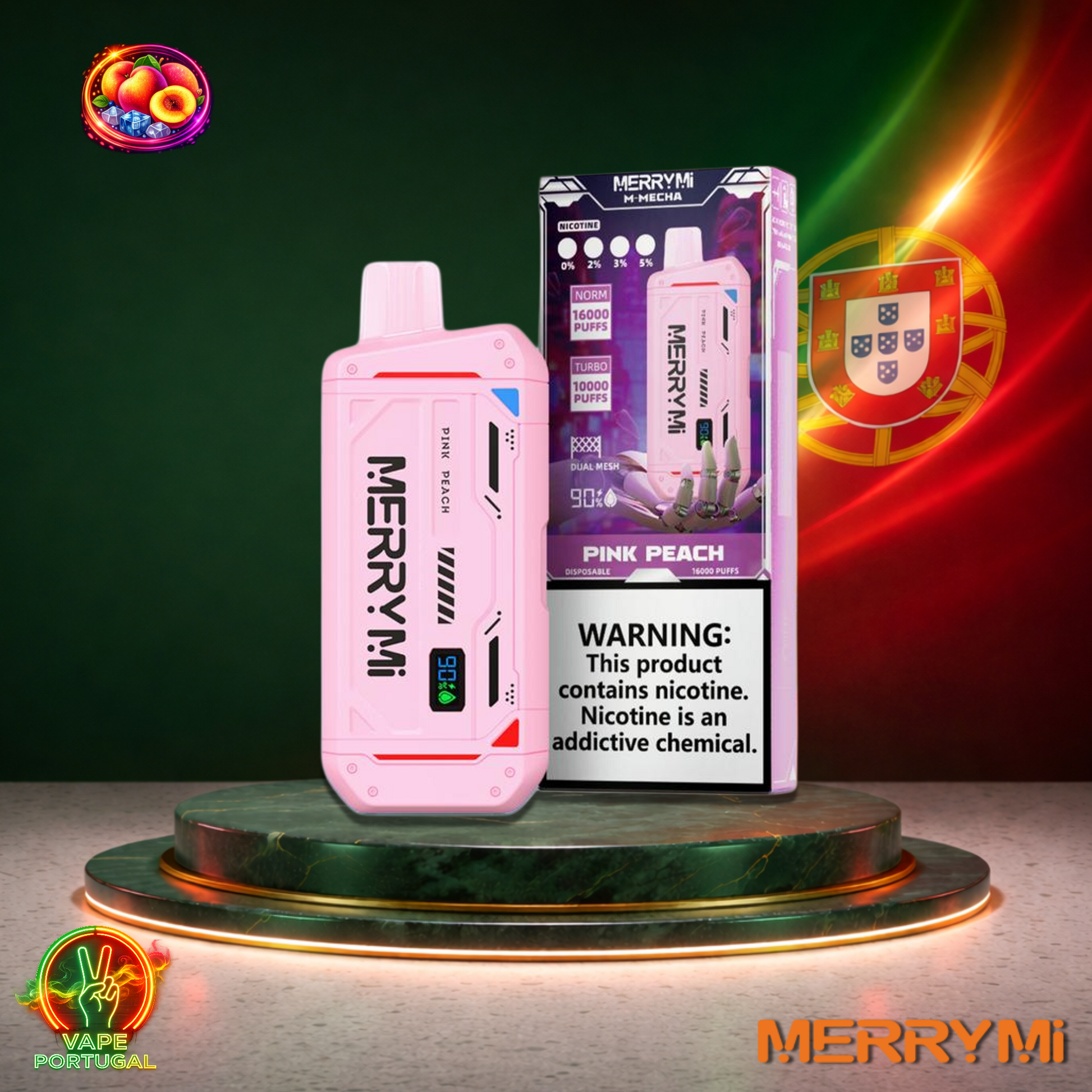 Vape descartável MerryMi M Mecha 16K sabor Pink Peach 16000 puffs 16K tragadas mais barato
